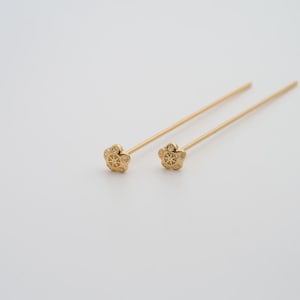 5 pcs 18K Gold Filled Flower Head Pins Dainty Gold Flower Head Pins for DIY Jewelry Necklace Findings Making Supply