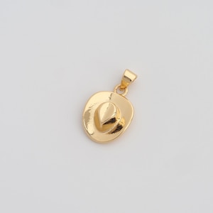 18K Gold Filled Cowboy Hat Pendant Dainty Cowboy Hat Charms for DIY Jewelry Necklace Findings Making Supply