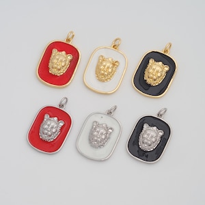 18K Gold Filled Lion Pendant Dainty Enamel Animal Charms for DIY Jewelry Necklace Findings Making Supply
