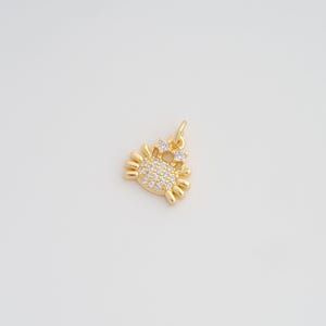 18K Gold Filled Crab Pendant Dainty CZ Marine Life Charms for DIY Jewelry Necklace Findings Making Supply
