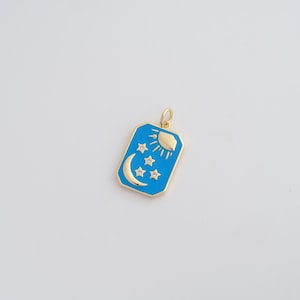 18K Gold Filled CZ Sun Moon Star Pendant Dainty Enamel Celestial Charms for DIY Jewelry Necklace Findings Making Supply