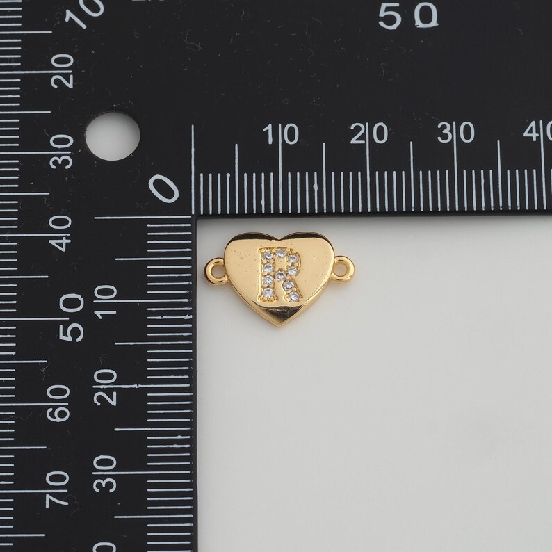 Letter Rux 18K Gold Filled Initial Connector Dainty CZ Heart Letter Connector for ...