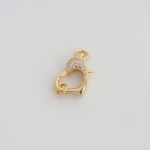 18K Gold Filled Heart Lobster Clasp Dainty CZ Spring Clasp for DIY Jewelry Necklace Findings Making Supply