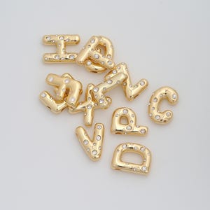 18K Gold Filled Initial Pendant Dainty CZ Letter Charms Beads Charm for DIY Jewelry Necklace Findings Making Supply