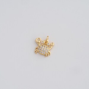 18K Gold Filled Crab Pendant Dainty CZ Marine Life Charms for DIY Jewelry Necklace Findings Making Supply