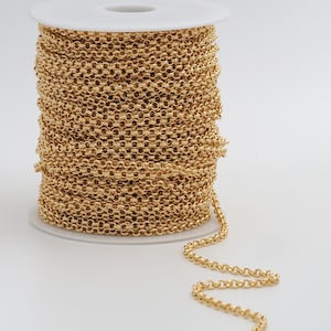 3.28フィート 18Kゴールドフィルドロロチェーン 繊細なゴールド半完成チェーン DIYジュエリーネックレス金具製作用品
