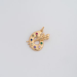 Pingente de paleta com preenchimento de ouro 18K, delicados pingentes de paleta de zircônia cúbica para joias faça você mesmo, suprimentos para fabricação de colares