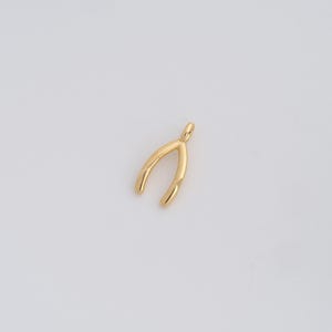 18K Gold Filled Wishbone Pendant Dainty Wishbone Charms for DIY Jewelry Necklace Findings Making Supply