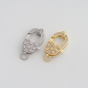 18K Gold Filled Lobster Clasp Dainty Gold CZ Spring Clasp for DIY Jewelry Necklace Findings Making Supply