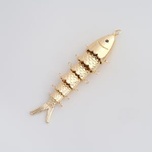 18K Gold Filled Movable 3D Articulated Fish Pendant Dainty CZ Fish Charms for DIY Jewelry Necklace Findings Making Supply