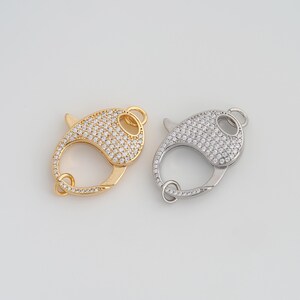 18K Gold Filled Lobster Clasp Dainty Gold CZ Spring Clasp for DIY Jewelry Necklace Findings Making Supply