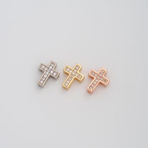 18K Gold Filled Cross Spacer Beads Dainty CZ Christian Beads for DIY Jewelry Necklace Findings Making Supply