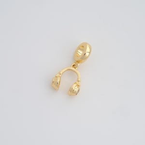 18K Gold Filled Headphone Pendant Dainty CZ Headphone Charms for DIY Jewelry Necklace Findings Making Supply