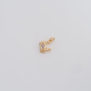 18K Gold Filled Crab Pendant Dainty CZ Marine Life Charms for DIY Jewelry Necklace Findings Making Supply