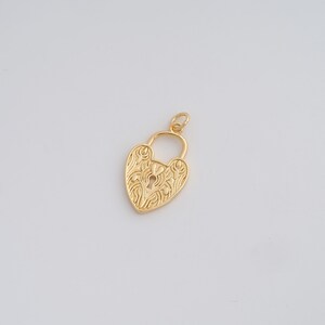 18K Gold Filled Heart Pendant Dainty Love Lock Charms for DIY Jewelry Necklace Findings Making Supply