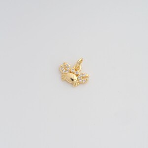 18K Gold Filled Crab Pendant Dainty CZ Marine Life Charms for DIY Jewelry Necklace Findings Making Supply