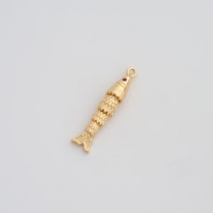 18K Gold Filled Movable 3D Articulated Fish Pendant Dainty CZ Fish Charms for DIY Jewelry Necklace Findings Making Supply