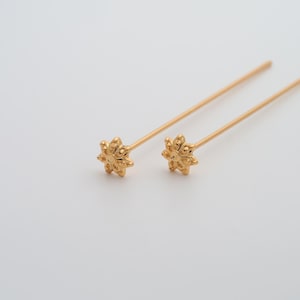 5 pcs 18K Gold Filled Flower Head Pins Dainty Gold Flower Head Pins for DIY Jewelry Necklace Findings Making Supply