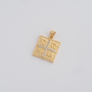 18K Gold Filled Byzantine Cross Pendant Dainty CZ Orthodox Cross Charms for DIY Jewelry Necklace Findings Making Supply