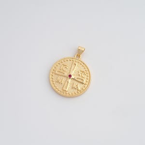 18K Gold Filled Byzantine Cross Pendant Dainty CZ Orthodox Cross Charms for DIY Jewelry Necklace Findings Making Supply