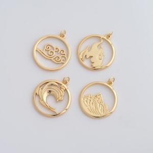 18K Gold Filled Element Anhänger Zierliche Wasser Feuer Erde Luft Charms für DIY Schmuck Halskette Zubehör machen