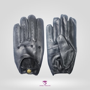 Handmade Leather Driving Gloves Men & Women – Genuine Unlined Black Gloves – Classic Car Gloves – Gift for Boyfriend, Dad, Him