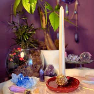 Kerzenhalter Sonne, himmlischer Harz-Dekor, Astrologie-Sonne-Taper-Halter, Sonnen-Ritual-Altar, hexenhaftes Geschenk für Zuhause, mystisch-spirituelles Dekor