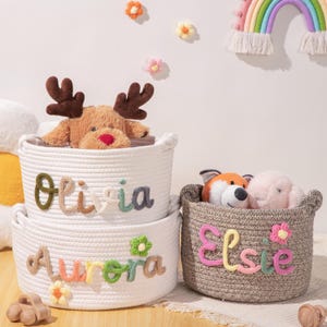 Personalized Crochet Baby Basket: Cotton Rope Nursery Storage