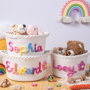 Personalisierter Babykorb, handgemachter Babygeschenkkorb, Babypartygeschenk, Neugeborenengeschenk, Seilbaumwollbabykorb, kundenspezifisches Kinderzimmergeschenk, Osterkorb