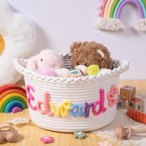 Personalisierter Twist Baby-Dusche-Geschenkkorb, Baby-Geschenk / personalisierter Baby-Dusche-Geschenkkorb / Seil-Baumwollbaby-Geschenkkorb / Aufbewahrungskörbe / Spielzeugkorb