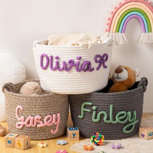 Personalisierte Babyparty Geschenke Korb, Seil Baumwolle Baby Name Korb, Spielzeug Lagerung, Neugeborenen Geschenk, Häkelkorb, neue Mutter Geschenk, Für Baby
