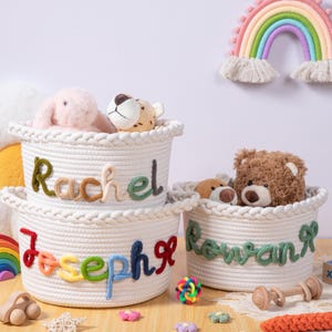Personalisierter Twist Babykorb mit Namen,Babypartygeschenkkorb,Seil Baumwolle Baby Geschenkkorb,Baby Geschenkkorb,Spielzeugkorb,Baby Geschenkkorb,Baby Geschenkkorb