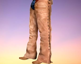 Chaparrera de ante hecha a mano: Western Fringe, unisex