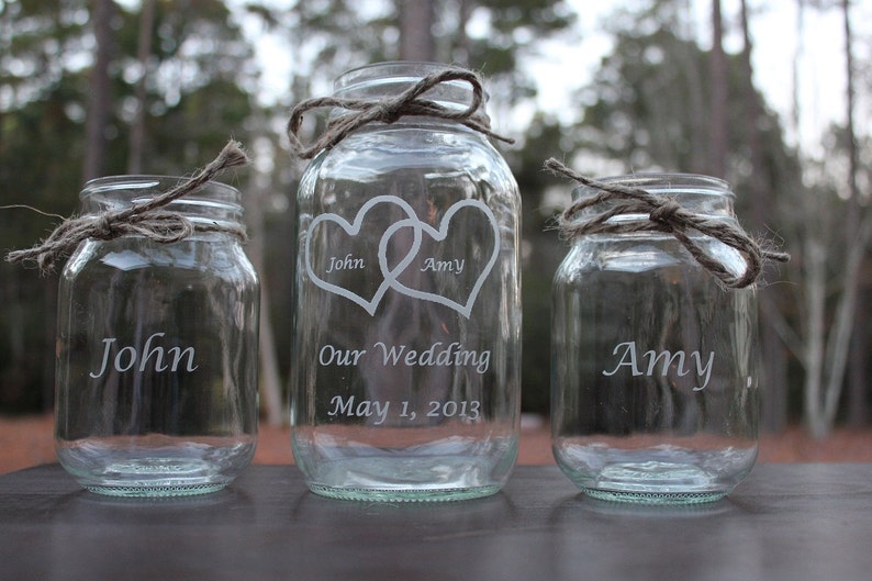 Personalized Mason Jar Sand Ceremony set 4 Piece Wedding