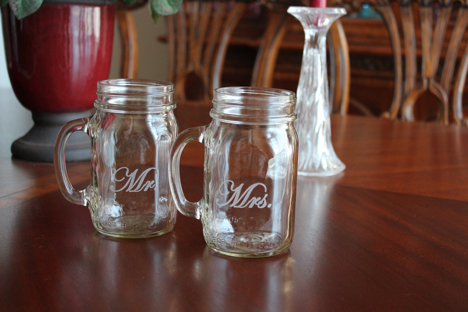 Personalized Engraved Mason Jar Mug Set Weddings Shower Etsy