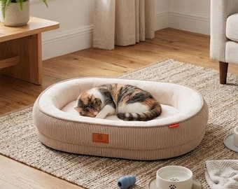 Modern Corduroy Pet Bed – Plush Orthopedic Sofa Pad, Removable Cover, Non-Slip Bottom