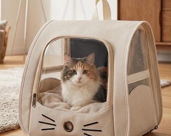 Mochila transportadora para gatos, mochila de viaje transpirable para gatos y perros pequeños, bolsa transportadora portátil para mascotas para uso en exteriores.