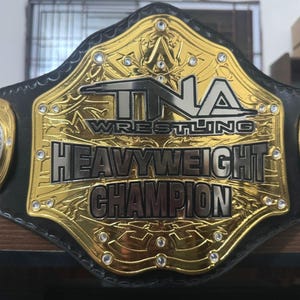 TNA Wrestling Heavyweight Champion Title belt 4mm Plates, Adult Size, Leather Strap