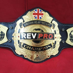 Rev Pro British Heavyweight Champion Title belt 4mm Stacked Plates, Adult Size