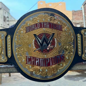 New Tag Team Champion Title Belt 2mm Brass Plates, Adult Size