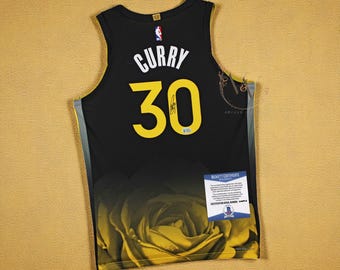 Signed Curry #30 W. Black Rose Edition Jersey with Beckett COA
