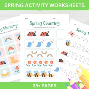 Spring Activity Book: Kids Printable Worksheets (Digital Download)
