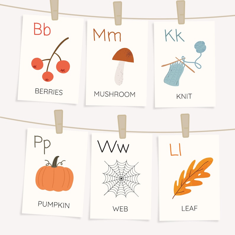 Letras Fall Fun Fall Alphabet Flashcards | Autumn ABC Learning (digital Download) - Etsy