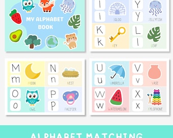 Alphabet Matching Game: ABC Learning Printable Activity, Uppercase and Lowercase Letters (PDF Download)