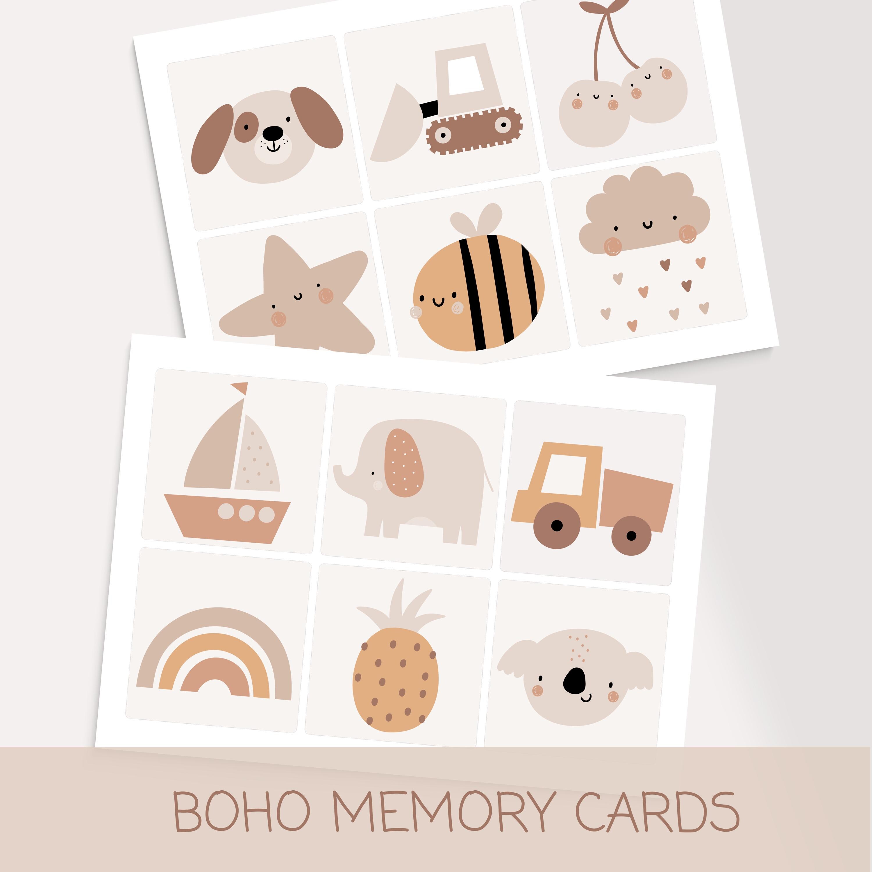 Memory Card Game: Printable Boho Style Matching Cards for Kids (Digital Download)