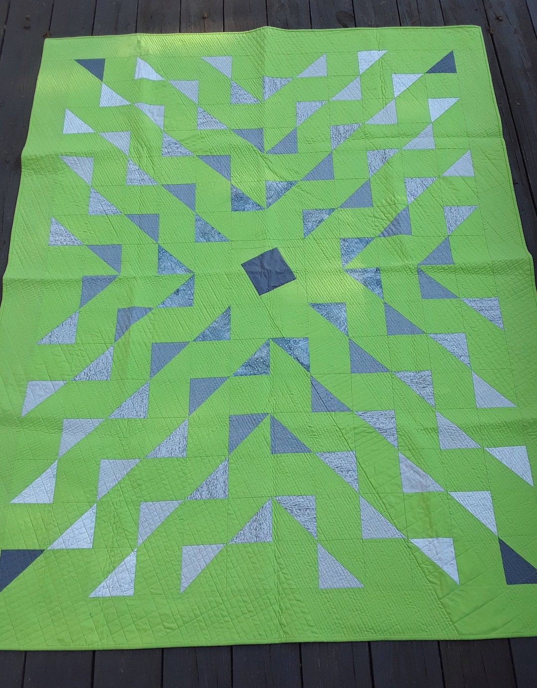 Lime Green and Gray Quilt, Mythos Pattern Etsy