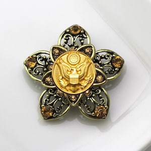 Military Button Brooch (Army, Air Force, Coast Guard, Marines, USMA)