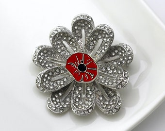 Broche del Día de la Amapola Roja: Joyería Militar del Recuerdo (Plata)