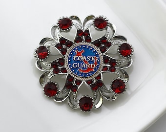 Broche de la Guardia Costera, joyería de la rama militar (rojo y dorado)