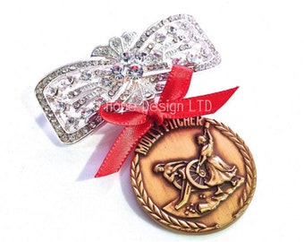 Broche de medalla o premio militar mejorado: cierre de langosta plateado con lazo de cinta